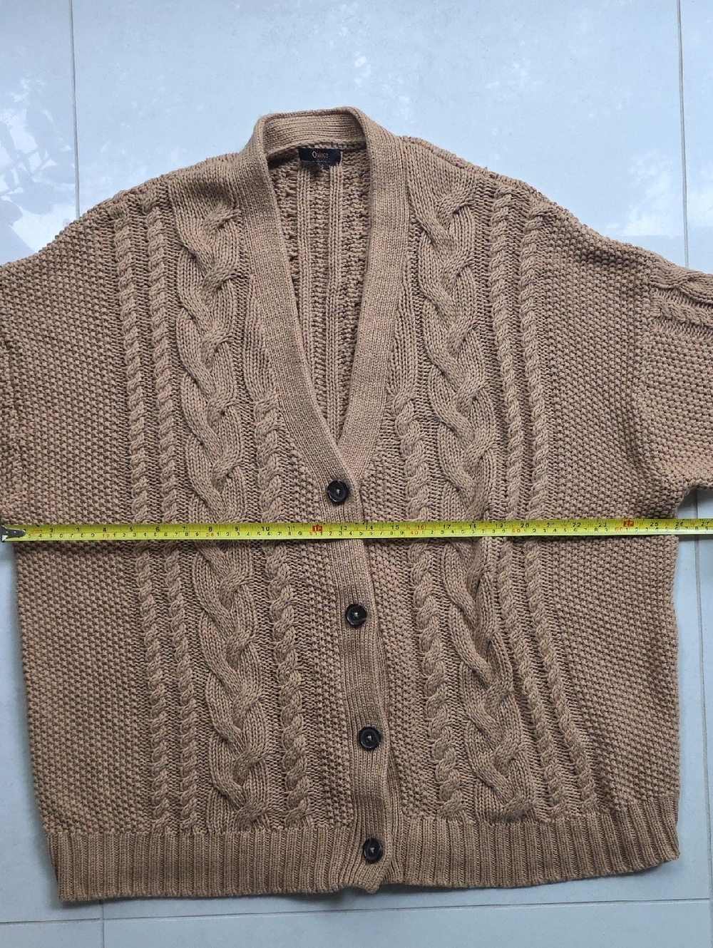 Quince 100% Organic Cotton Oversize Button Down Cardigan Tan Brown L - Picture 5 of 9